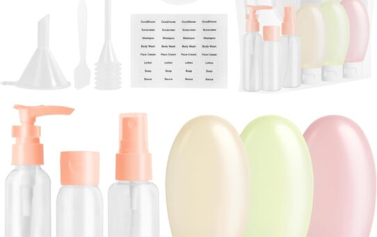 Travel Bottles Set for Toiletries 13Pcs Travel Size silicone Containers with Labels 60ml Leak Proof Travel Containers for Toiletries Refillable Squeezable Shampoo Conditioner Bottles (Multicolour)